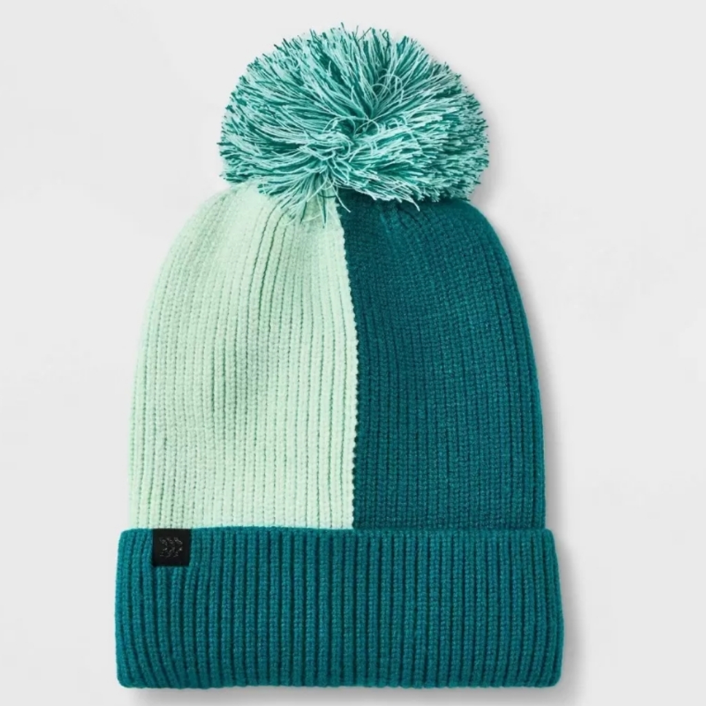 Nwt All In Motion Girls Green Pom Pom Beanie